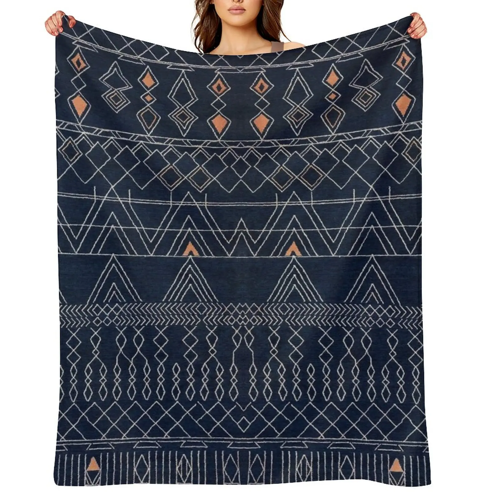 

Indigo Blue Oriental Anthropologie Moroccan Style Artwork Throw Blanket Sofas Loose Designers Tourist Blankets