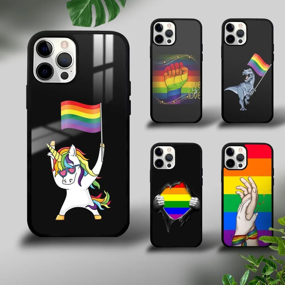 

LGBT Rainbow Flag Gay Lesbian Phone Case For iPhone 16 15 14 13 12 11 Pro Xs Max Mini Plus Celulares Hard Funda