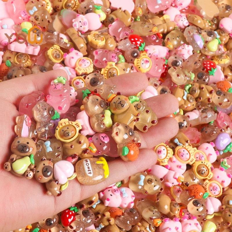 Latest 10pcs/set Capybara Resin Accessories Children's Diy Accessories Home Decoration Small Ornaments