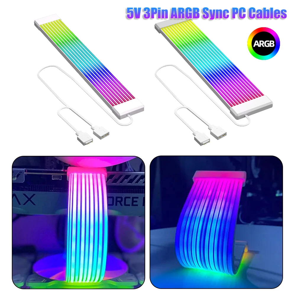 5V 3Pin ARGB Sync Board 8Pin 24Pin PSU RGB Cable Extensions Flexible LED Strip Light DIY Kit for Computer Power Supply