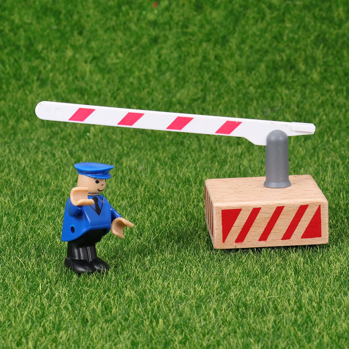 

1pc Wooden Traffic Roadblock Railing Movable Simulation Barrier For Early Education Imitation Railing Learning Game Accessories