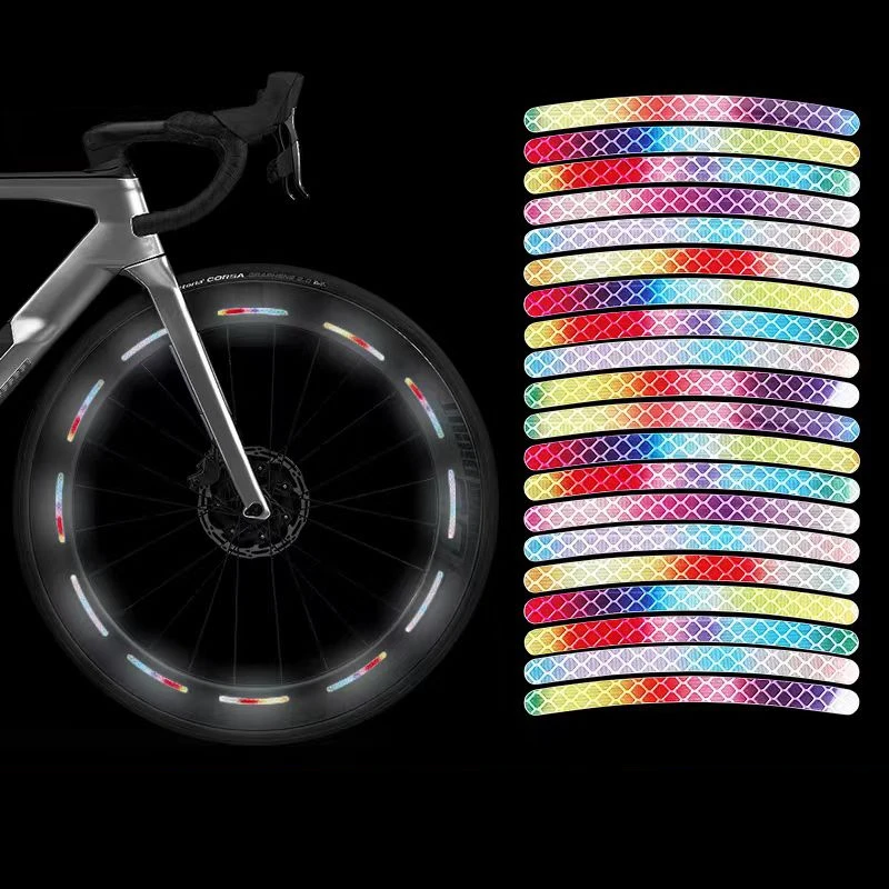 20PCS Bicycle Reflective Stickers, Bicycle Tire Luminous Warning Stickers, Children's Balance Bike Rim Decorative Strips