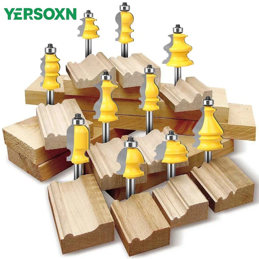 1pc 8mm Shank Architectural Molding Handrail Router Bit Casing Base CNC Line Woodworking Cutters Face Mill Woodworking Tools