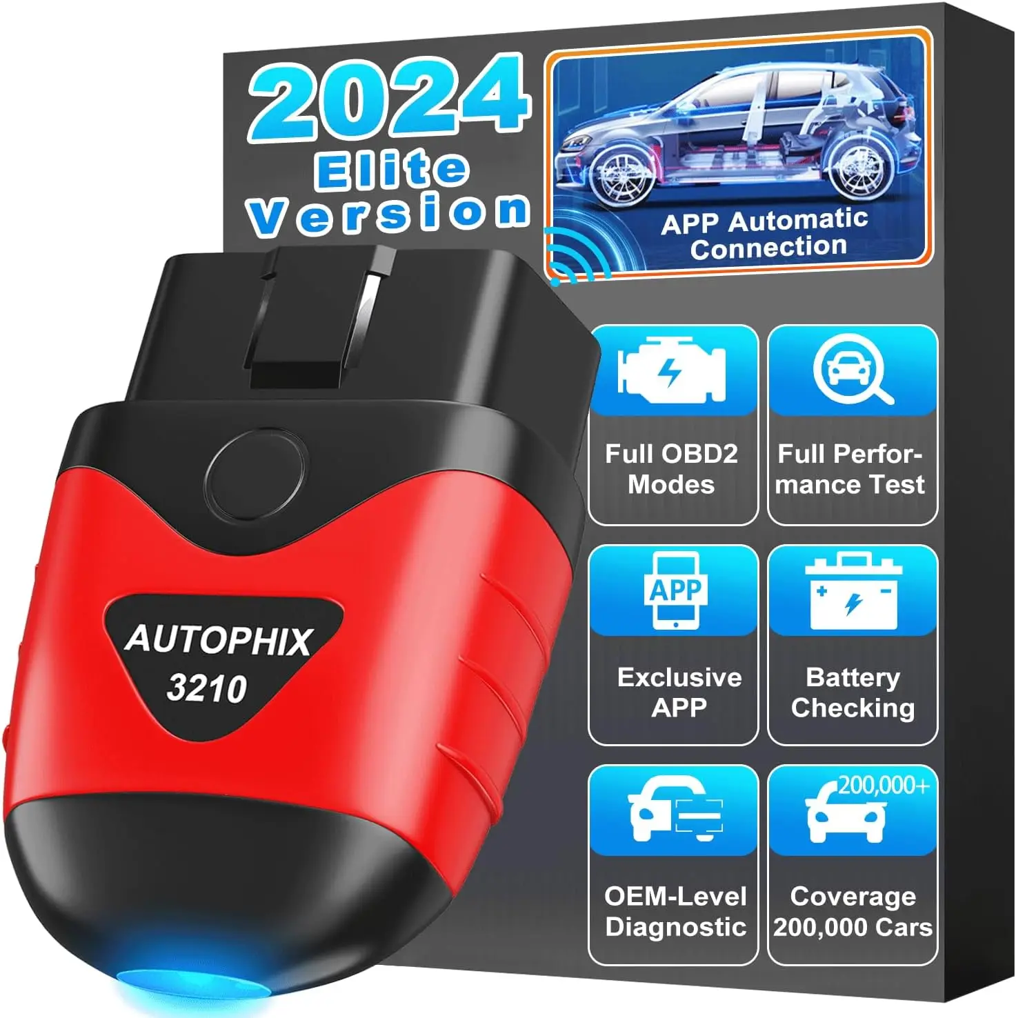 AUTOPHIX 3210 Bluetooth OBD2 Scanner Car Code Reader OBD 2 Diagnostic Scan Tools Battery Test Alarm Setting Performance Test