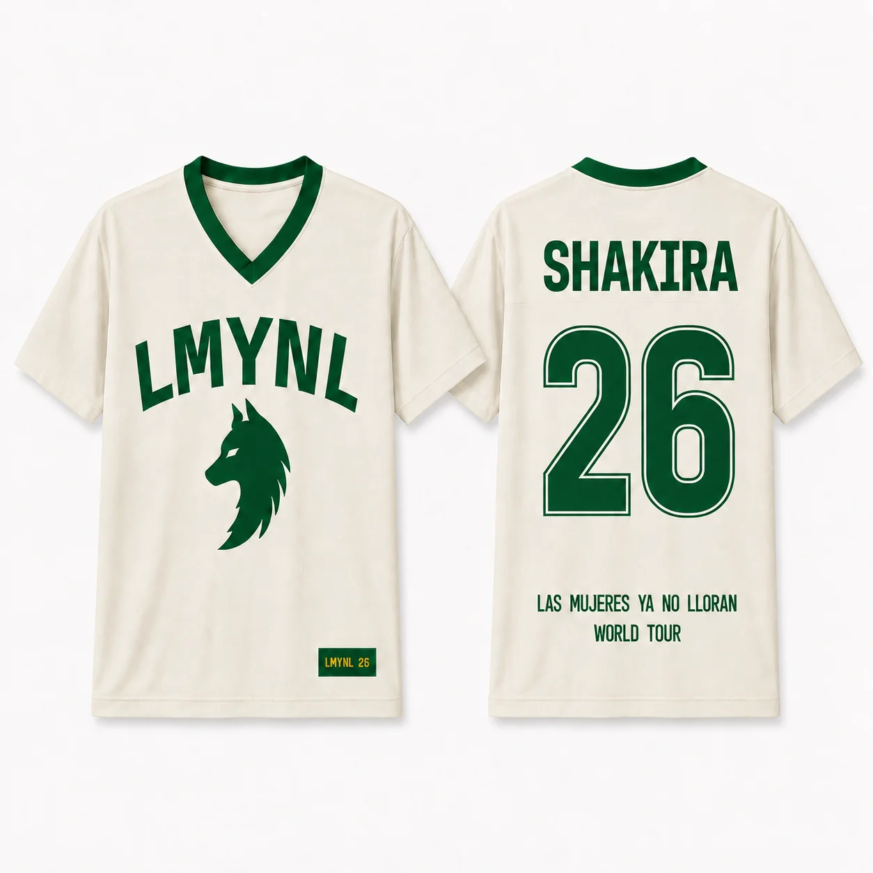 Shakira LMYNL Las Mujeres Ya No Lloran World Tour Baseball Jersey Light Blue V-Neck Wolf Number 26 Concert Merch Unisex Fan Gift