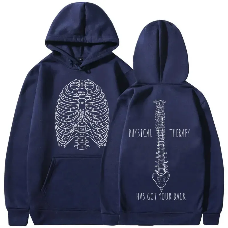 Ribs Anatomy Physical Therapy Has Got Your Back Graphic Hoodie Human Skeleton Print Sweatshirt Men Vintage Gothic Rock Hoodies