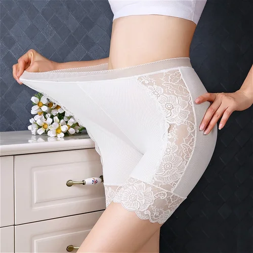 Imagen 2 del producto Pantalones cortos de seguridad de talla grande para mujer, Boxers sin costuras debajo de la falda para mujer, bragas cortas sexis de encaje antirozaduras, ropa interior