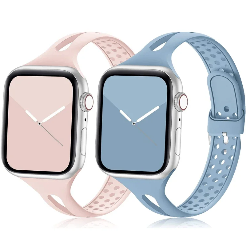 

Slim Strap For Apple Watch Band SE 40mm 44mm 41mm 45mm 38 42mm Silicone Watchband Correa bracelet iWatch 3 4 5 6 7 8 9 Ultra49mm