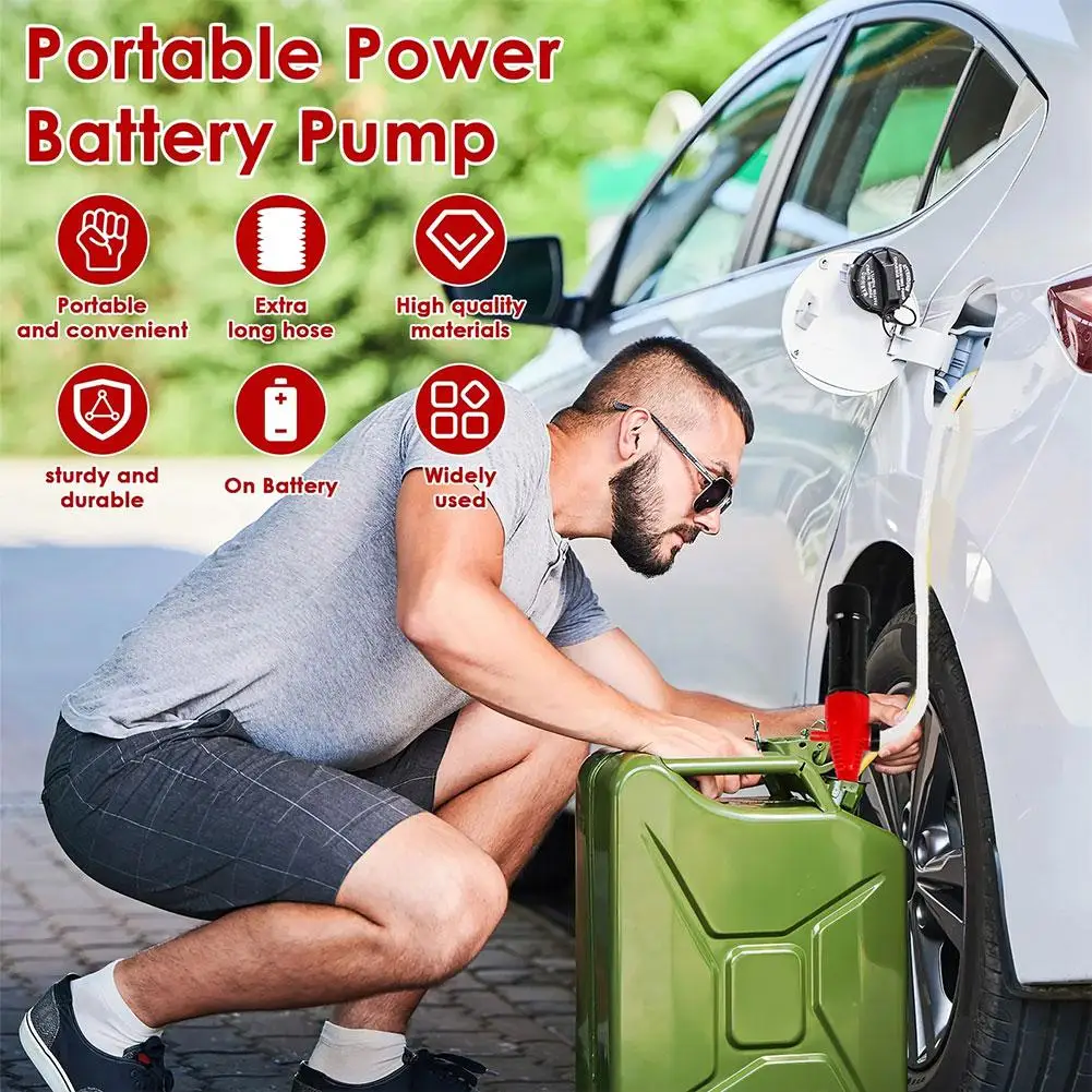 Portable Electric Suction Pump Upgrade HandHeld Liquid Transfer Siphon Pump Battery Powered Car Vehicle Fuel Gas Water Oil