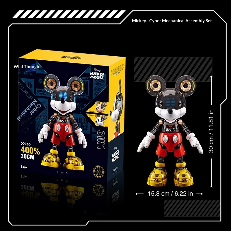 

30cm Cyber Mickey Mouse 3d Model Cute Anime Dolls Action Figure Assembly Toy Donald Duck Figures Cartoon Decor Birthday Gift Toy