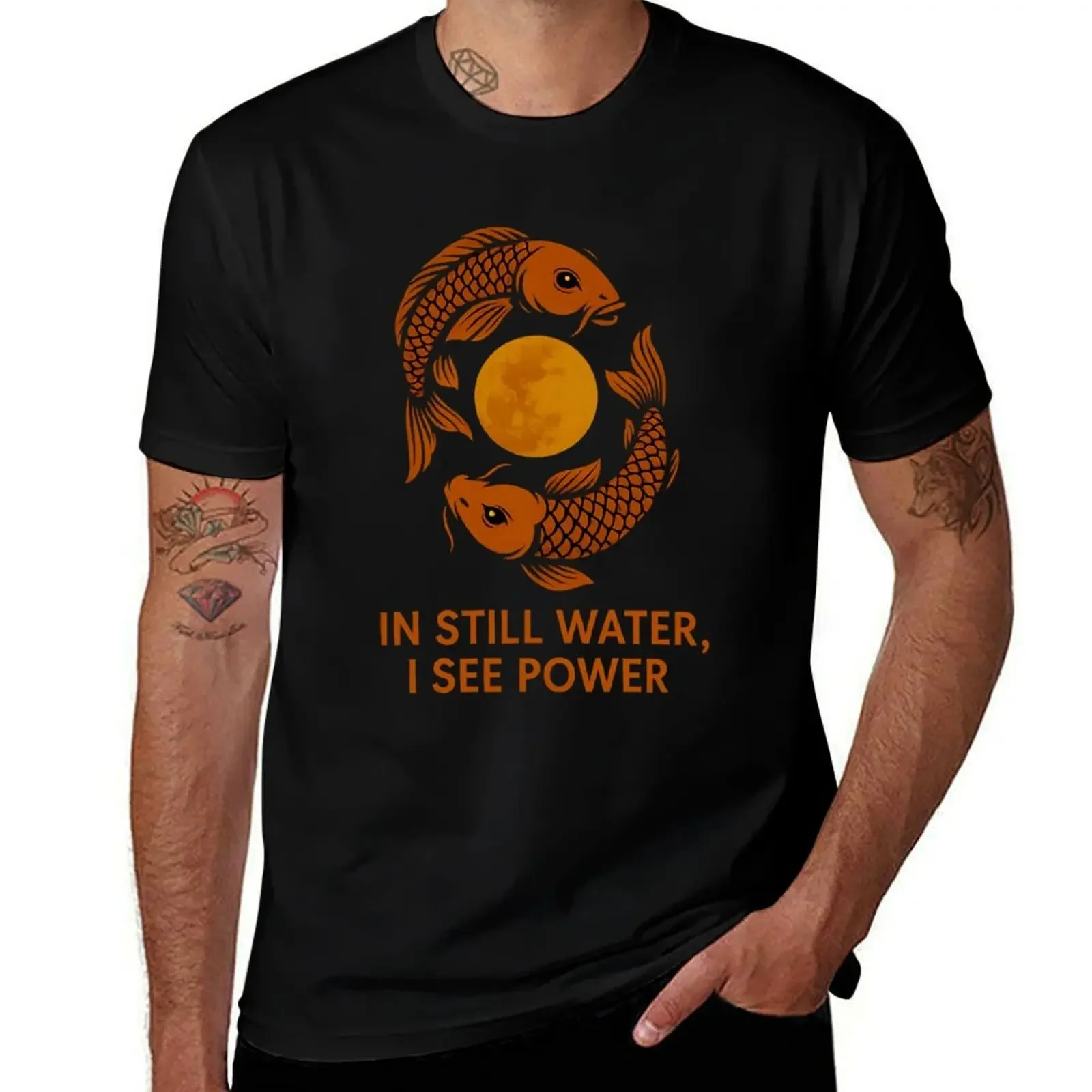 

Moon Koi: Calm Is Power T-Shirt oversize t-shirts man Man t-shirt aesthetic clothes vintage t shirts slim fit t shirts for men