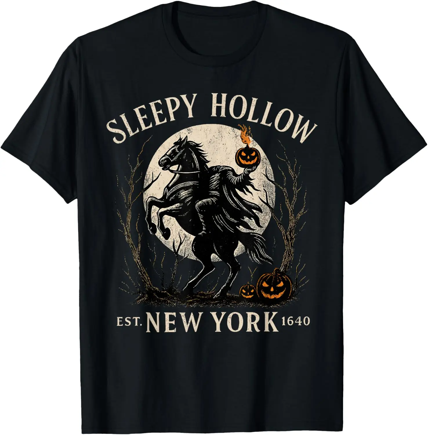 Sleepy Hollow Spooky Pumpkin Headless Horseman Halloween T-Shirt