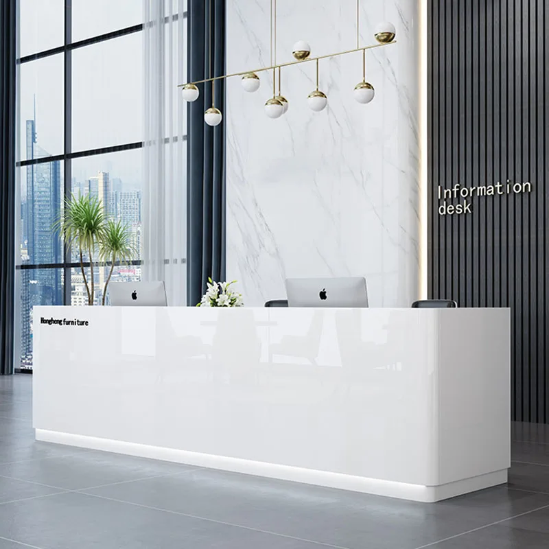 Luxury Cash Register Reception Desks Business Counter Front Desk Reception Desks Simple Design Office Furniture Meja Kasir LLRD