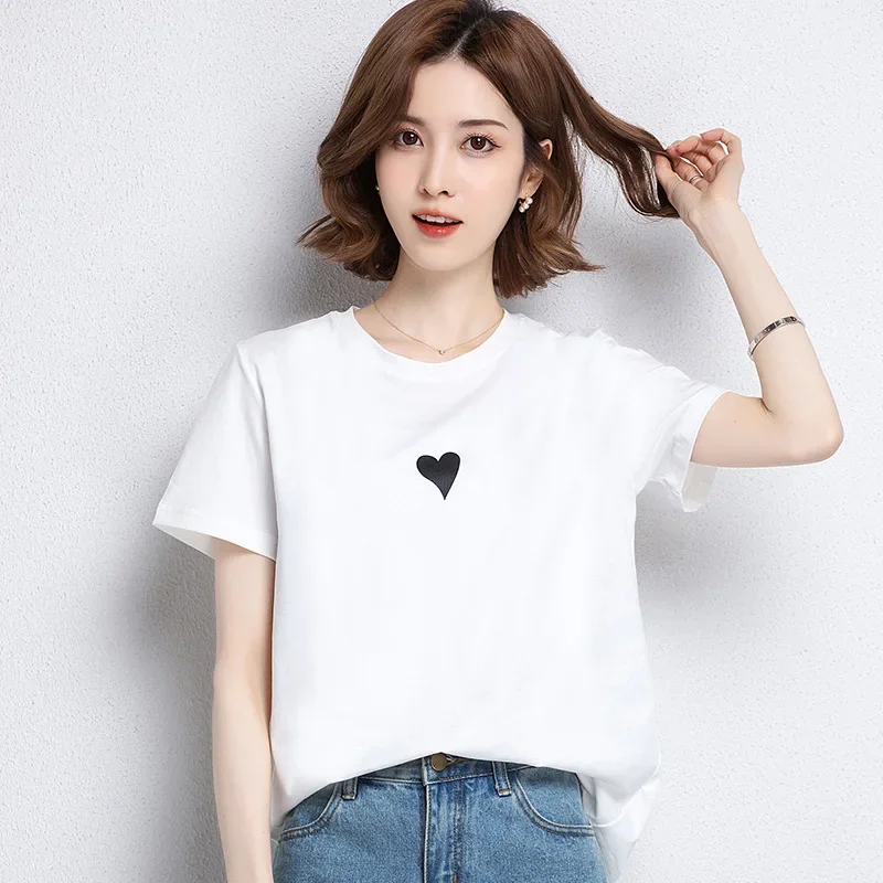 2024 New Summer Women Short Sleeve Tshirts Fashion Casual Black White Tshirts S-XXL