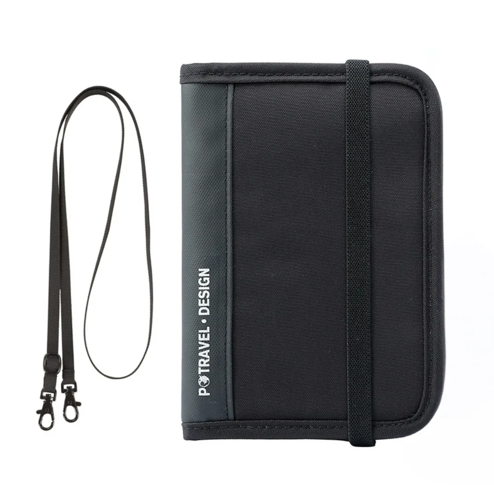 Sewn Large Capacity RFID Passport Bag Anti-loss PVC Nylon Men's Wallet Note Compartment Coin Purse Portable Handbag Travel