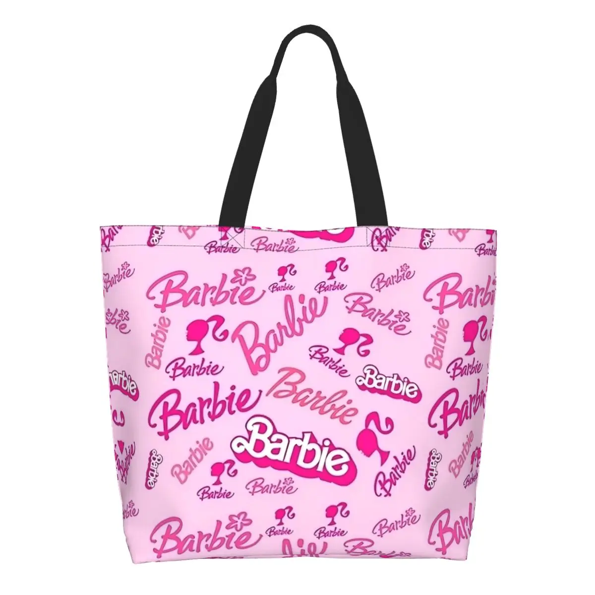 Stylish Unisex Barbie Logo Merch Grocery Bag Large Capacity Handbag