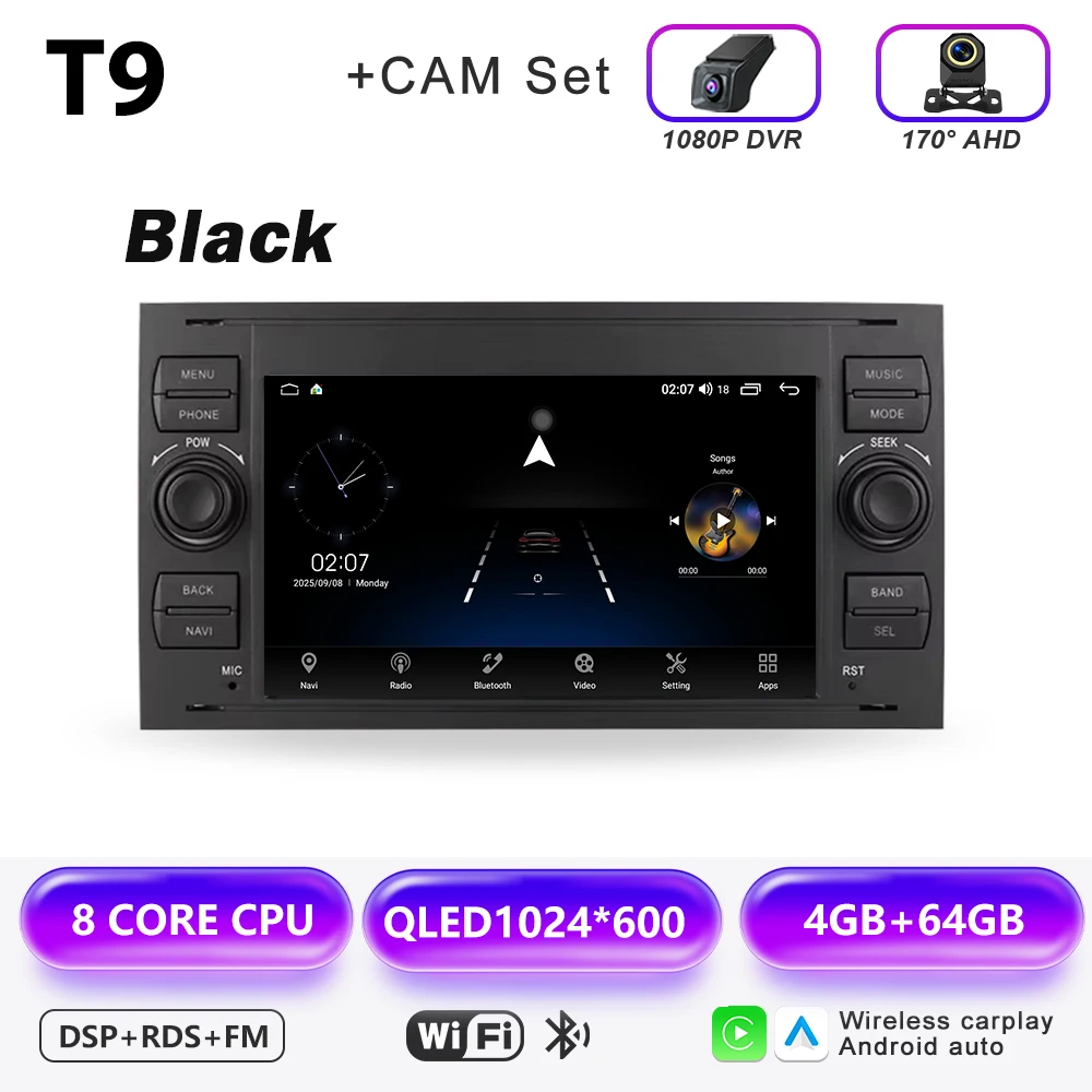 Android autoradio AUTO Carplay voor FORD C-Max Connect Fiesta Fusion Galaxy Kuga Mondeo S-Max Transit Focus GPS multimediaspeler