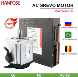 80SS75 5.0A 2.39N.m And ASD275 Servo motor Drive kit AC200-240V+3M Encoder Cable CNC Medical Equipment 750W ac Servo Motor drive