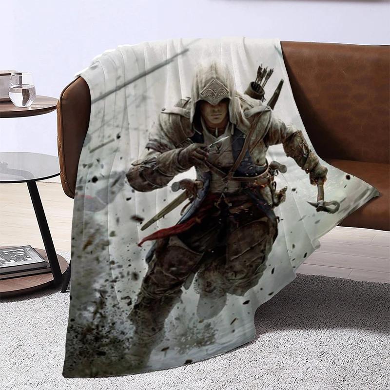 Assassins Creed koc z polaru Sofa zimowa puszysta miękkie koce i rzuca maszyną do druku 3D zmywalna futrzana drzemka dla dziecka