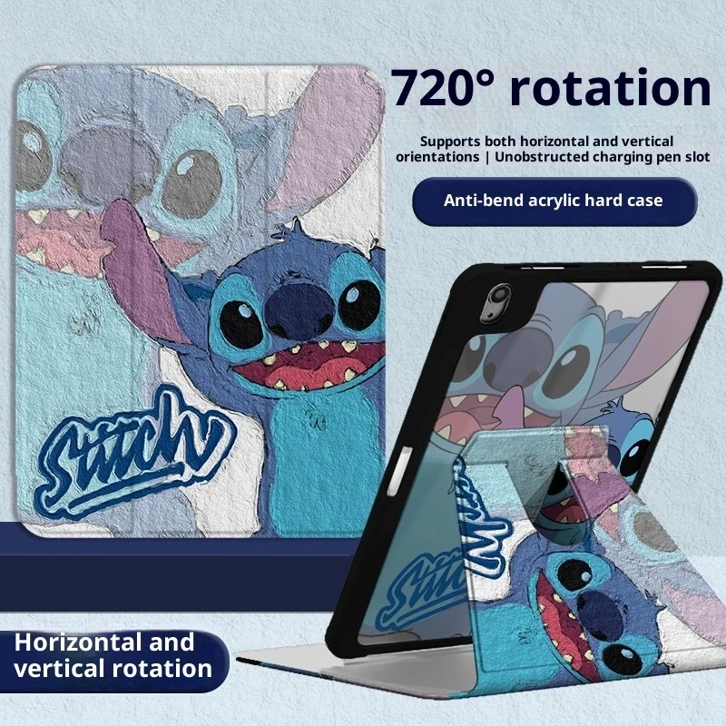 

Чехол для iPad MINISO Stitch Funda ipad A16 11in 10th 11th Gen Mini A17, чехол для планшета Air3 4 5 M2 M3 Pro 4 5 6 M4, защитный чехол