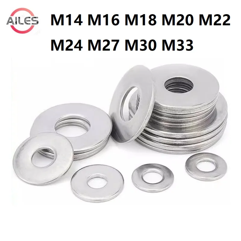 

304 Stainless Steel M14 M16 M18 M20 M22 M24 M27 M30 M33 GB96 Extra Large Big Size Thick Flat Washers Oversize Plain Gaskets Shim