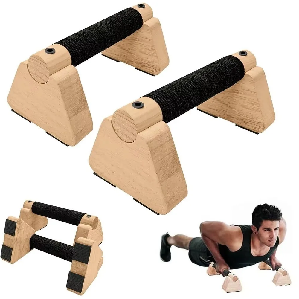 

1 Pair Multipurpose Wooden Push Up Bar Non-slip Durable Parallettes Bars Solid Wood Bracket Exercise Equipment Gymnastics