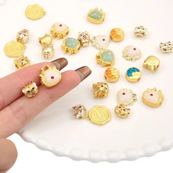 1pc Cute Cartoon Gold Color Alloy Dropping Oil Dragon Charms Pendant Chinese Style New Year Pendants For DIY Jewelry Making Gift