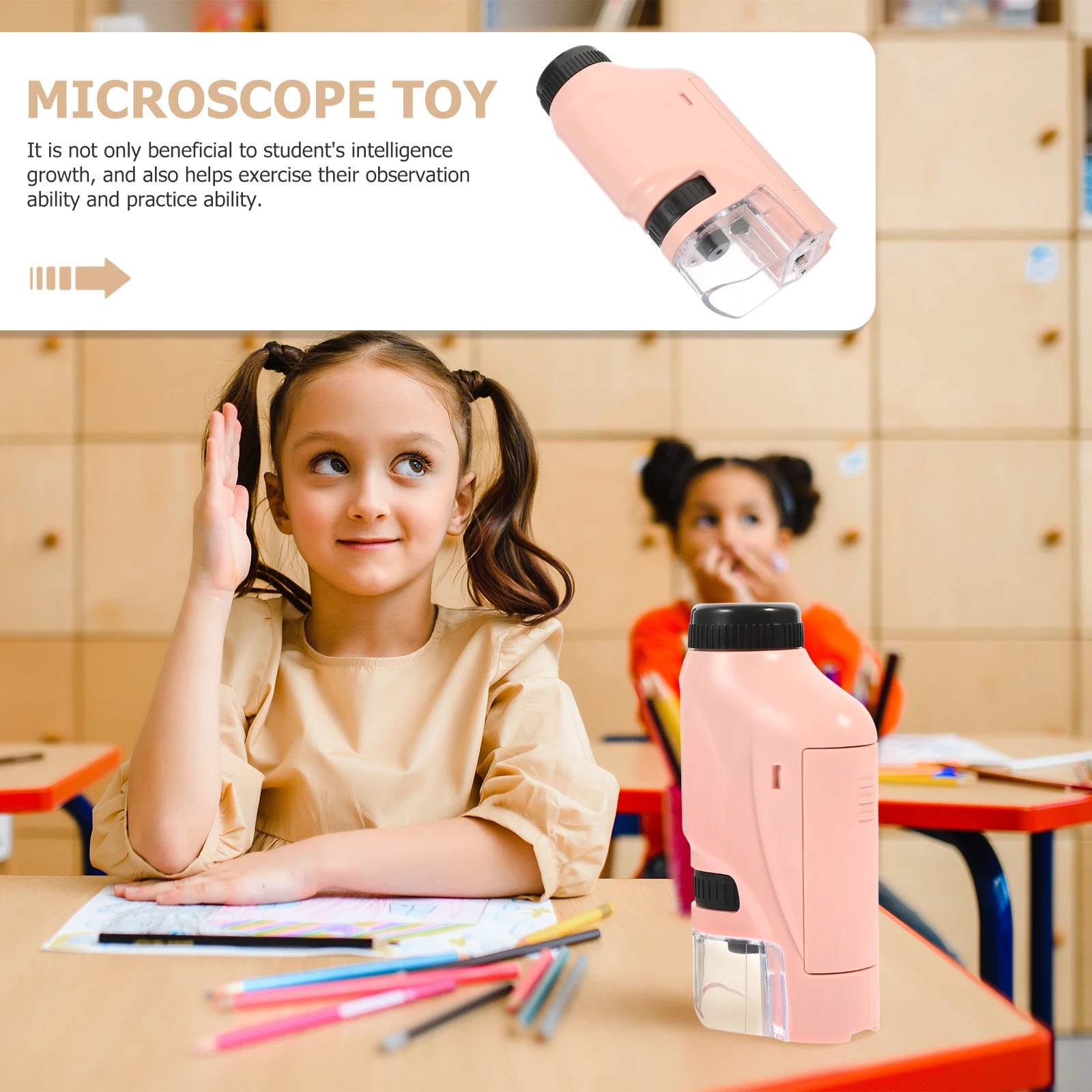 Microscopio per studenti Lente d'ingrandimento biologica monoculare in materiale ABS portatile Attrezzatura per l'apprendimento scientifico regolabile per bambini