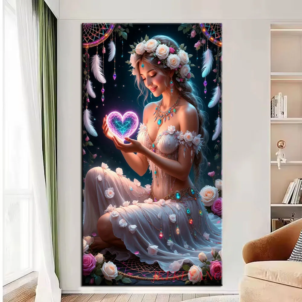 DIY Diamond Painting Beautiful Girl and Dream Catcher Picture Cross Stitch Full Drills Diamond Mosaic New Collection Home Decor
