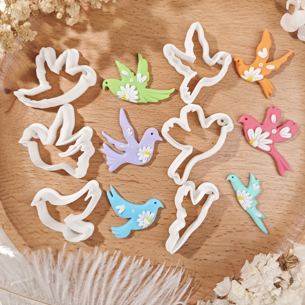 6pcs/set Creative Bird Shape Polymer Clay Cutters Cute Soft Pottery Clay Mold DIY Earrings Necklace Jewelry Cutting Tools