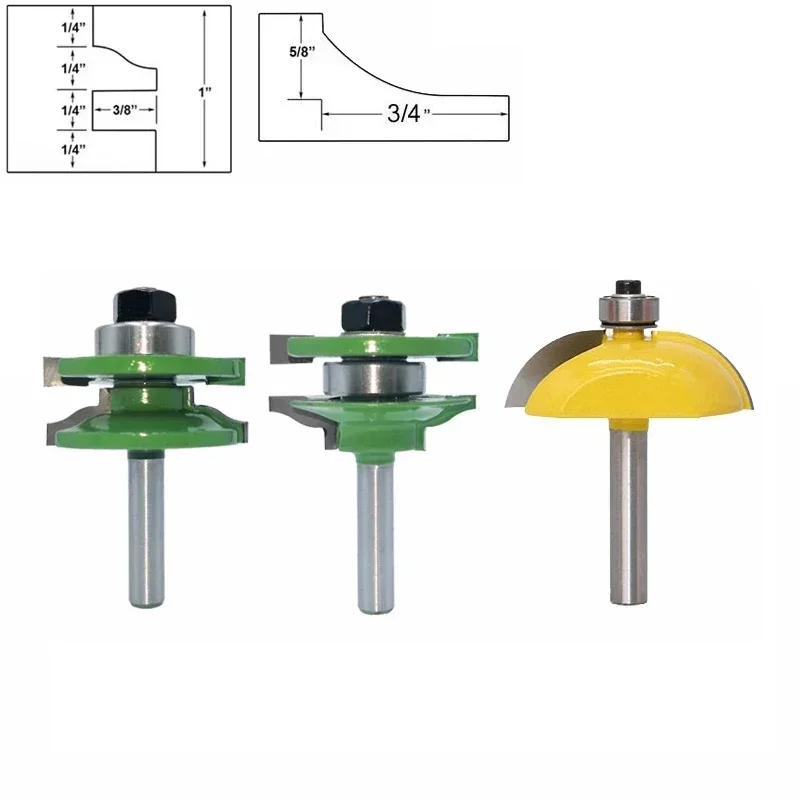 3pcs 8mm Shank Big Type Door Panel Router Bit Set Cutters Raised Cabinet Woodworking Milling Cutter Carbide for Wood