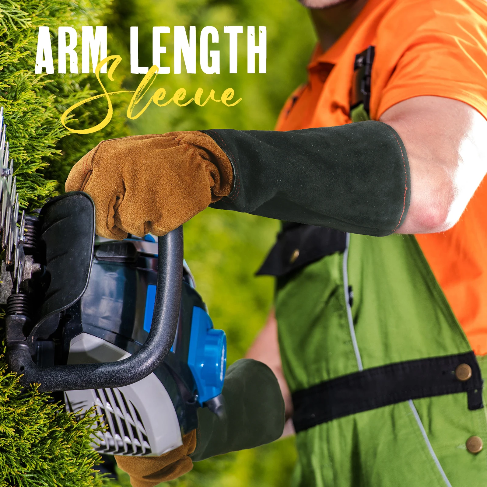 HANDLANDY Leather Gardening Gloves,Comfortable long sleeve daily yard work gloves,durable farm work Gloves