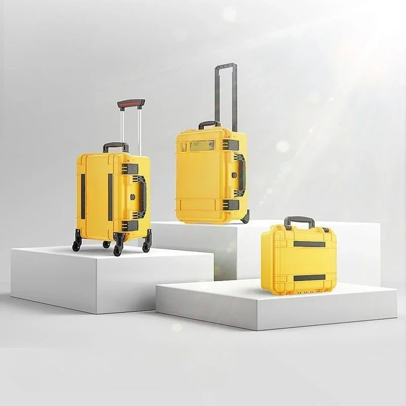 Portable three-proof plastic toolbox, receiving box, multi-functional instrument and equipment, protective hand-pulled