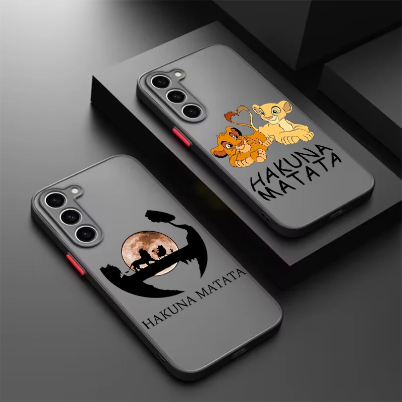 Lion King HAKUNA MATATA Frosted Translucent For Samsung Galaxy S24 S23 S22 S21 S20 FE S10 S9 S8 Plus Ultra Pro 5G Matte