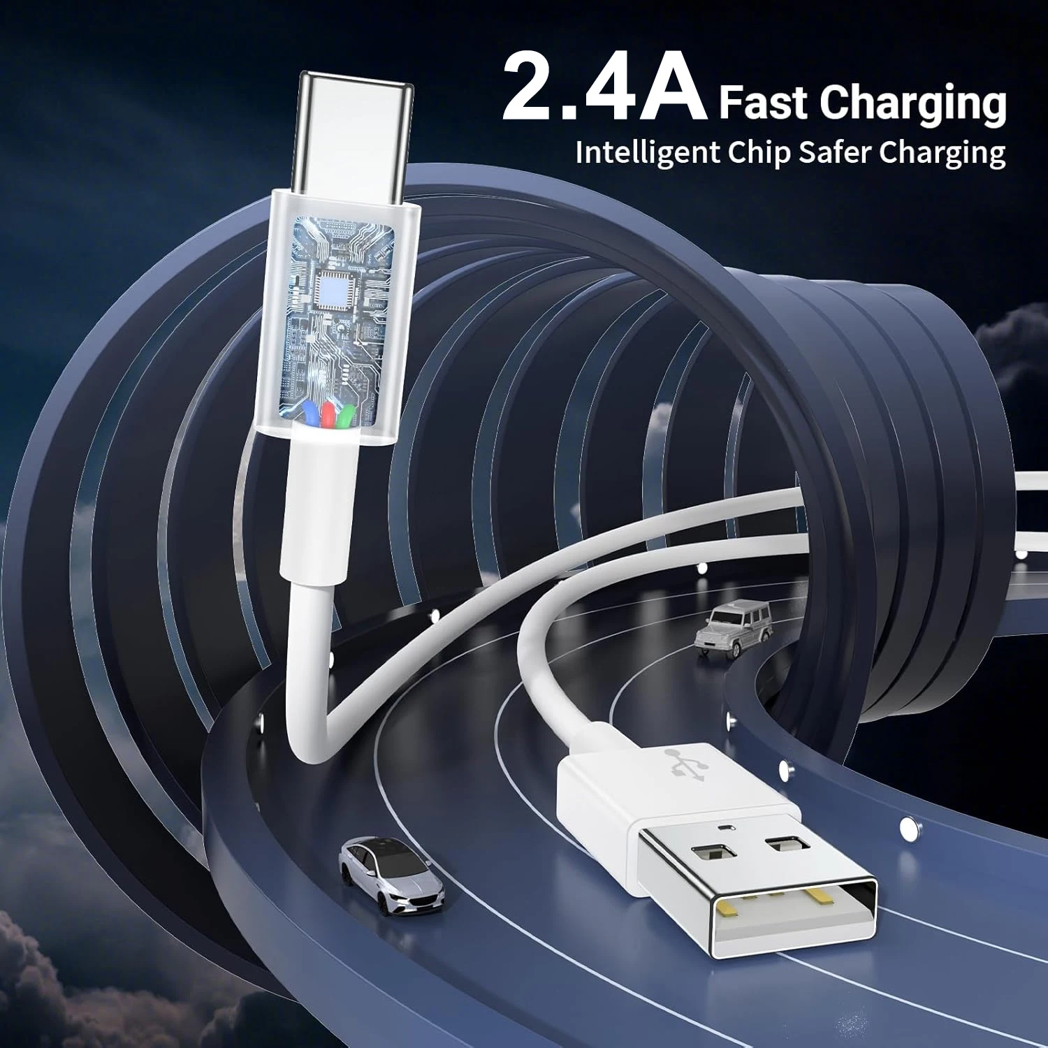 USB A إلى نوع C كابل شاحن سريع سلك خط الهاتف المحمول آيفون 17 16 15 برو ماكس هواوي IQoo ممن لهم شاحن سريع USB C كابل