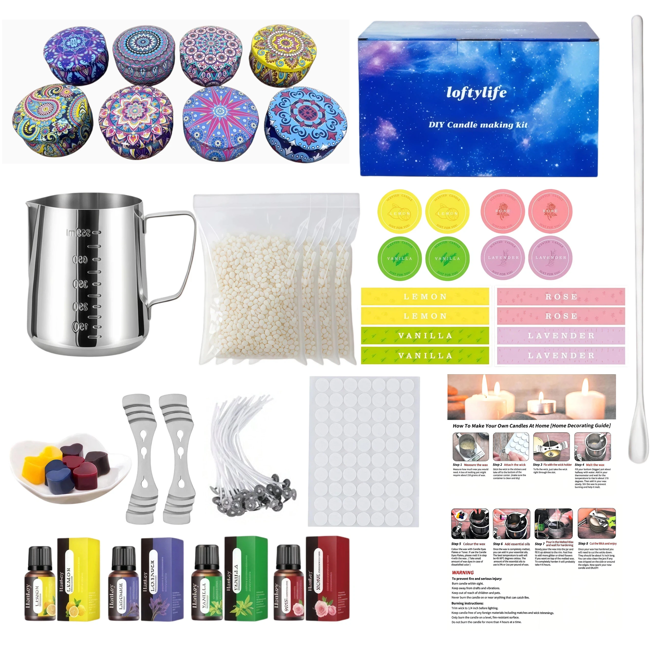 Candle Making Kit for Beeswax DIY Candle Crafting Kit with Essential Oils And Cotton Wicks Home Decor And Relaxation