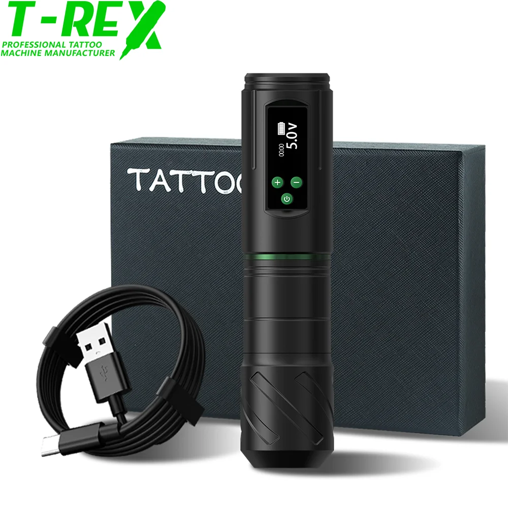 T-Rex Wireless Rotary Tattoo Pen 3.5mm Stroke Lengths 1600mAh Battery Tattoo Power Supply Tattoo for Beginners and Artists