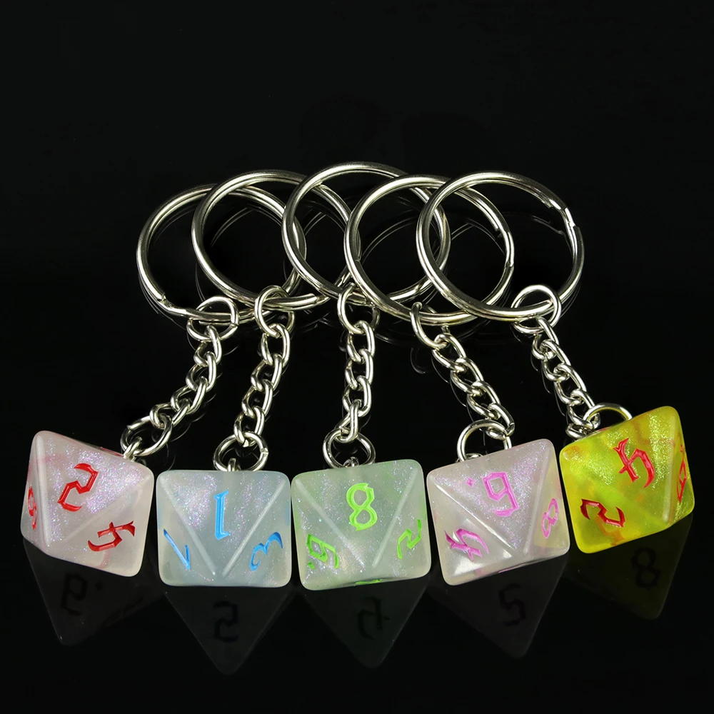 D8 Dice Keychains Fashion Key Holder for Handbag Car Pendant Birthday Gift