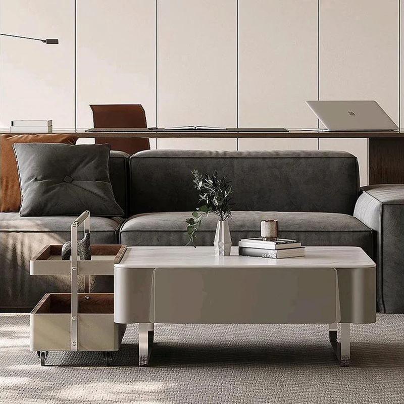 European Modern Coffee Table Rectangle Organizer Drawer Living Room Sets Coffee Table Trendy Glam Table Basse Furniture