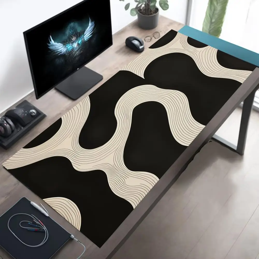 

Black and white abstract contour line mousepad is an ideal choice for gamers and offices as a high-quality computer accessory
