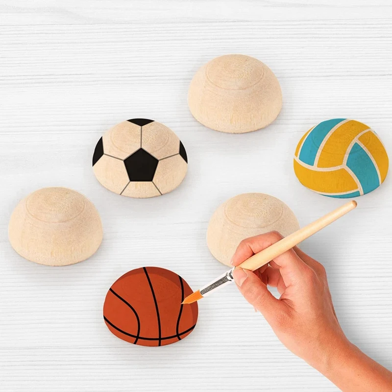 Top-1 Inch Half Wooden Balls, 500PCS Unfinished Round Wood Half Sphere Balls, 25Mm Small Natural Wooden Half Split Balls