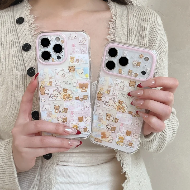 

Fashion Cute Cartoon Brown Bear Phone Case For iPhone 17 Pro 16 Pro Max 14 15 Pro Max Cover Shockproof Cases For Apple 16 Pro Ma