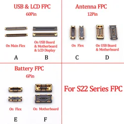 2-10PCS Battery LCD Display USB Charging WiFi Antenna FPC Connector On Board for Samsung S22 Ultra Plus S22U 5G S908 S901 S906 U