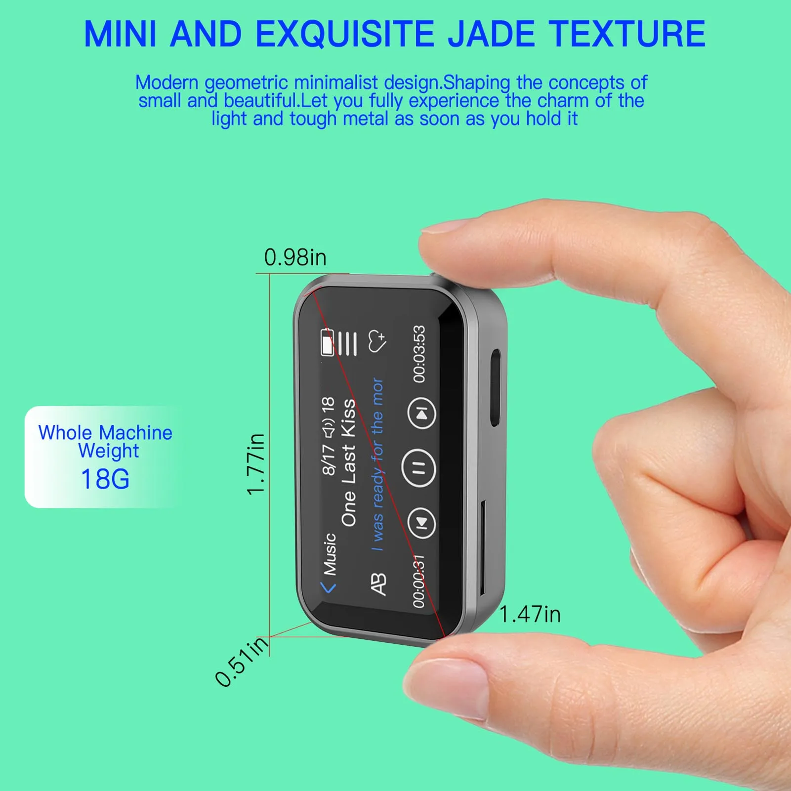 Pemutar MP3 BT Pemutar MP3 BT Portabel Klip Belakang Layar Sentuh Penuh 1,47 inci 32GB Pemutar Musik HiFi Lossless Radio Perekam Suara