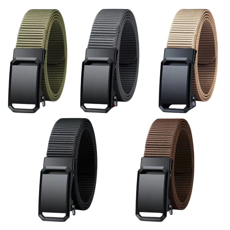 أحزمة قماش بإبزيم تلقائي بدون أسنان للرياضة قماش عمال أحزمة غير رسمية حزام رجالي بإبزيم معدني أوتوماتيكي #6