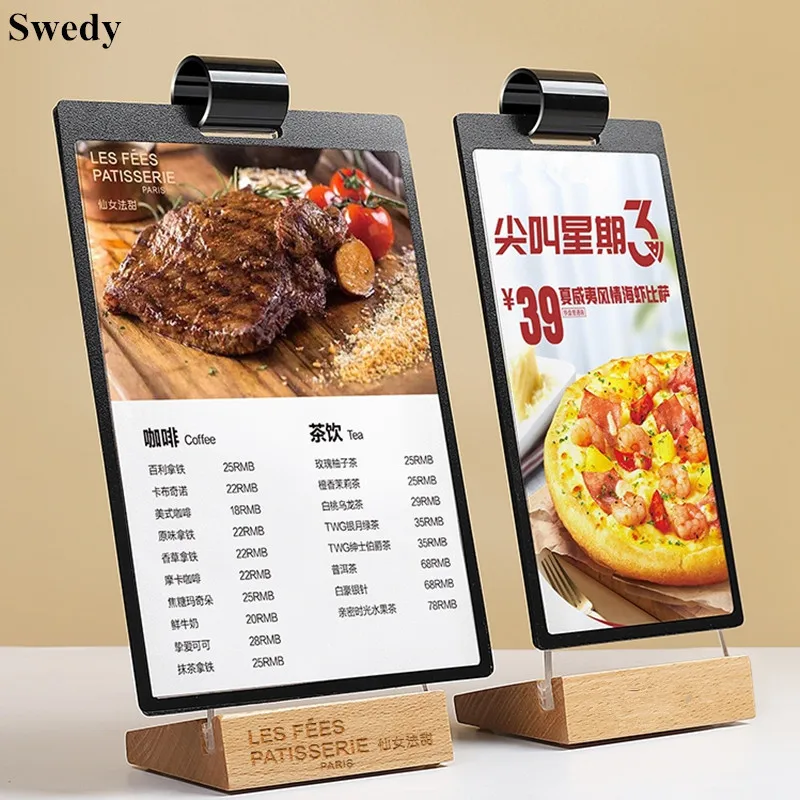 A6 100x150mm Page Turning Acrylic Sign Holder Display Stand Menu Paper Price Label Holder Poster Flyer Photo Picture Frame