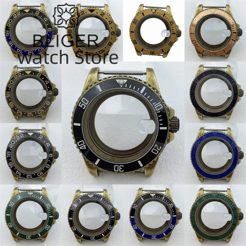 

BLIGER Bronze 40mm Men's Watch Cases Fit NH34 NH35 NH36 ETA PT5000 Movement AR coating Sapphire Crystal Glass Stainless Steel