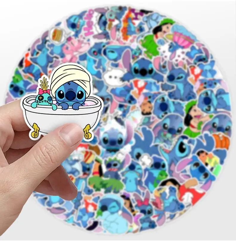 Pegatinas de Lilo & Stitch de dibujos animados de Disney para niños, calcomanías Kawaii, juguete para niños, pegatina de decoración para portátil,