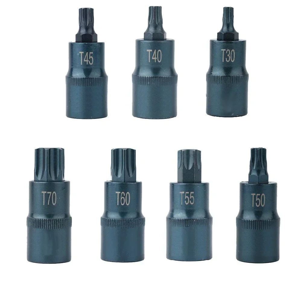 Torx Screwdriver Bit Tools 1/2inch Socket Bits Adapter T30-T70 Adapter Alloy Steel Hand Tools Work On Ratchet Wrenches