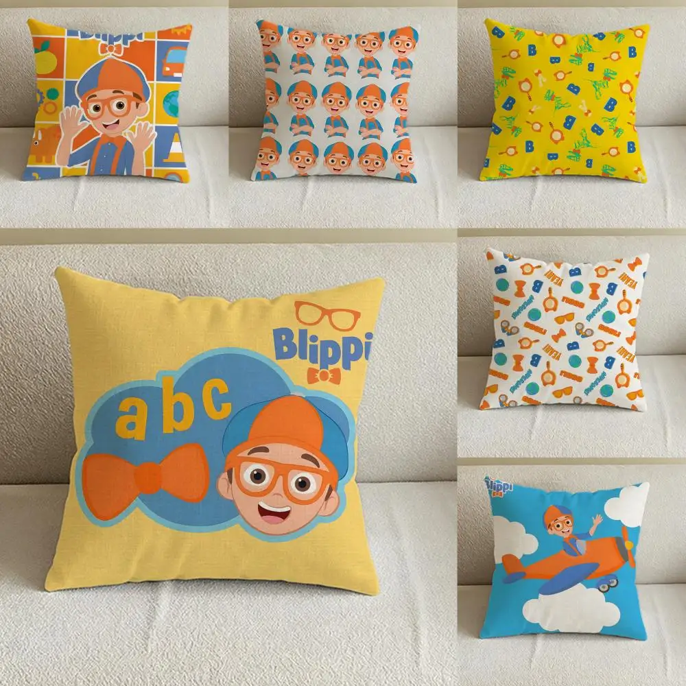 Funda de cojín B-Blippi, juego de fundas de almohada de lino natural, decoración todo en uno para sofá, dormitorio y silla